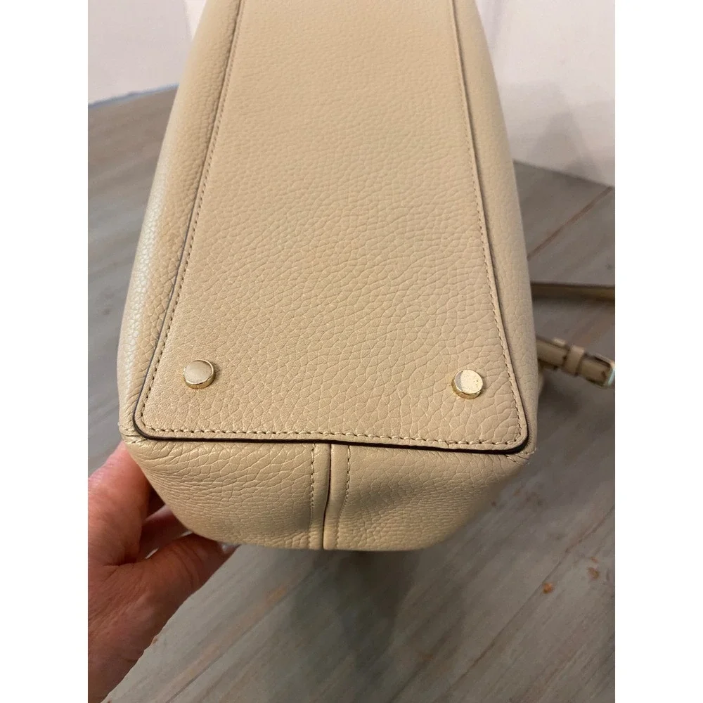 Kate Spade New York Pebbled Leather Satchel Crossbody Bag Beige Cream Two-Tone